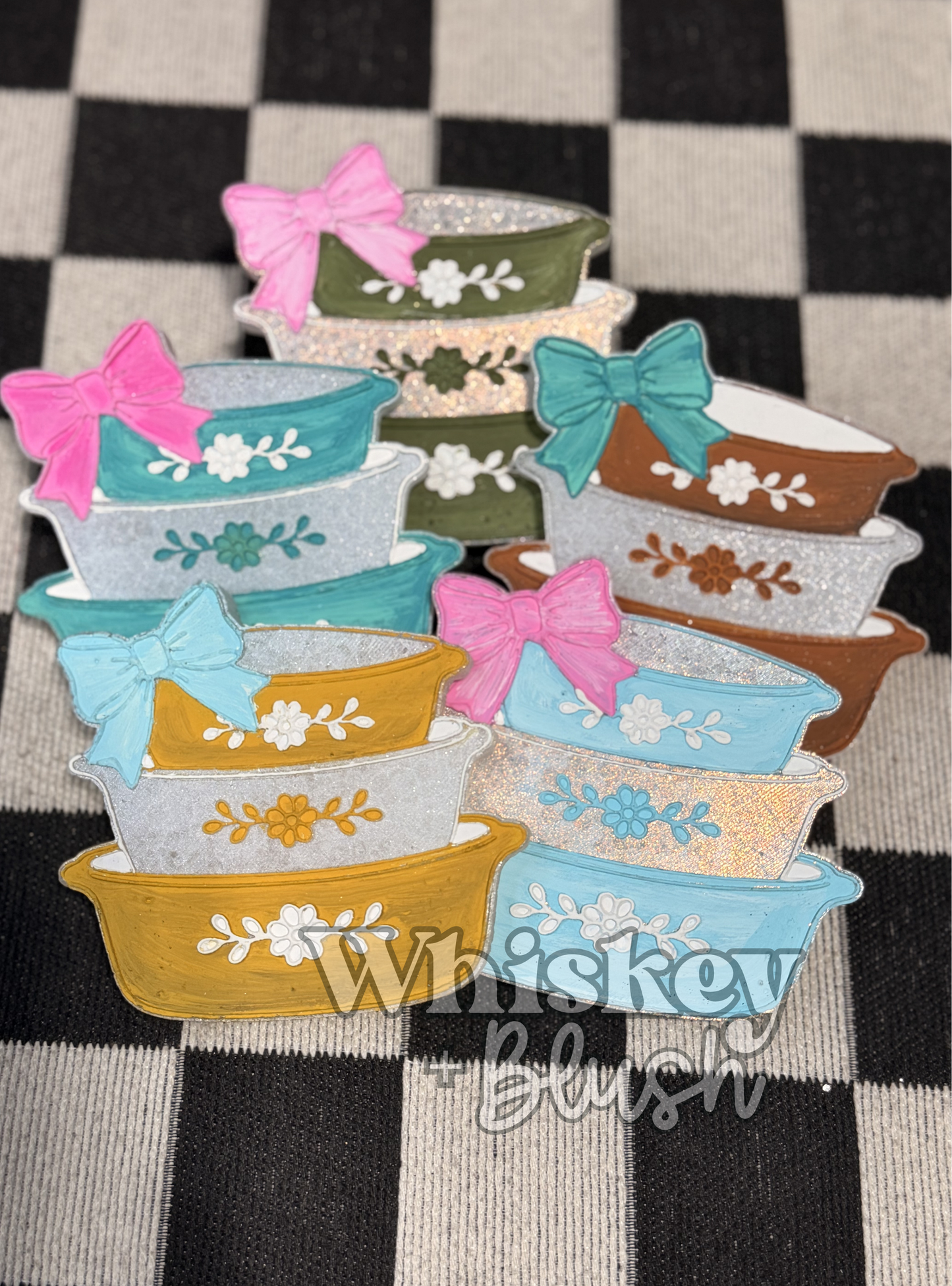 Vintage stacked bowls with bow freshie