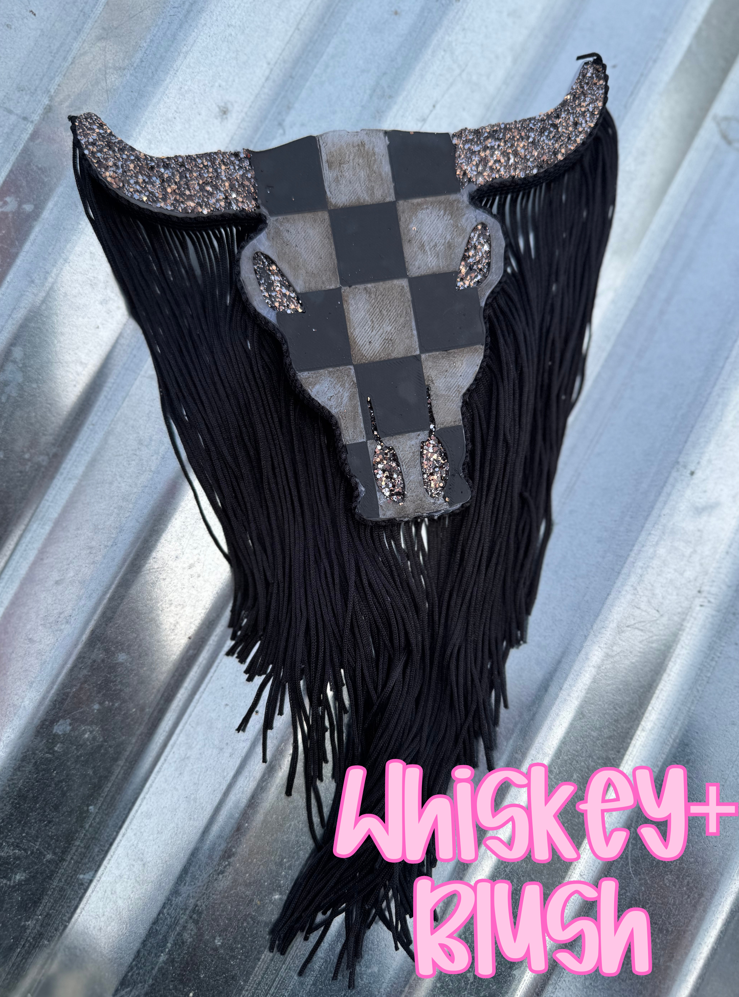 Checkered bull skull freshie