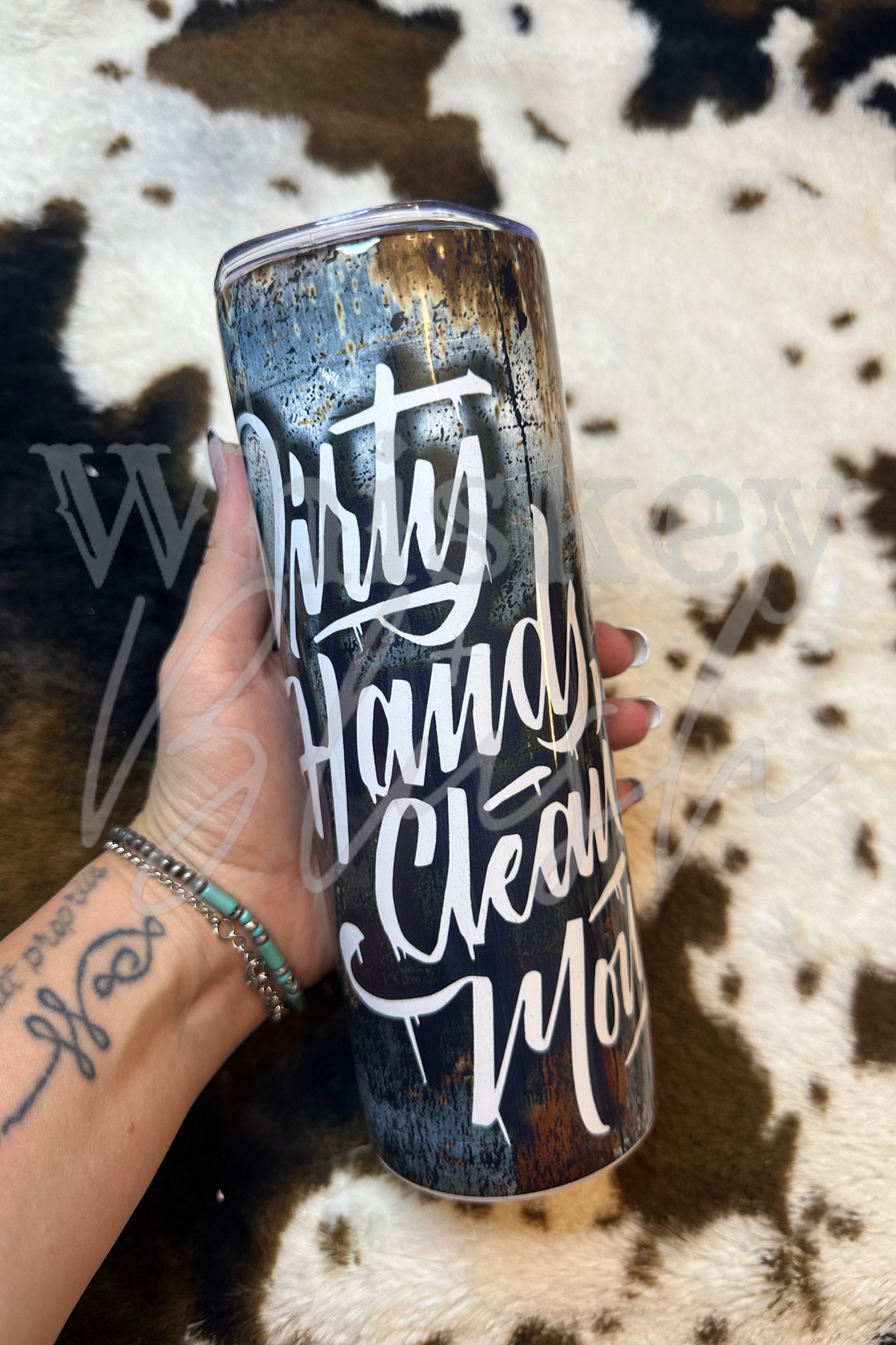 Dirty hands, clean money tumbler