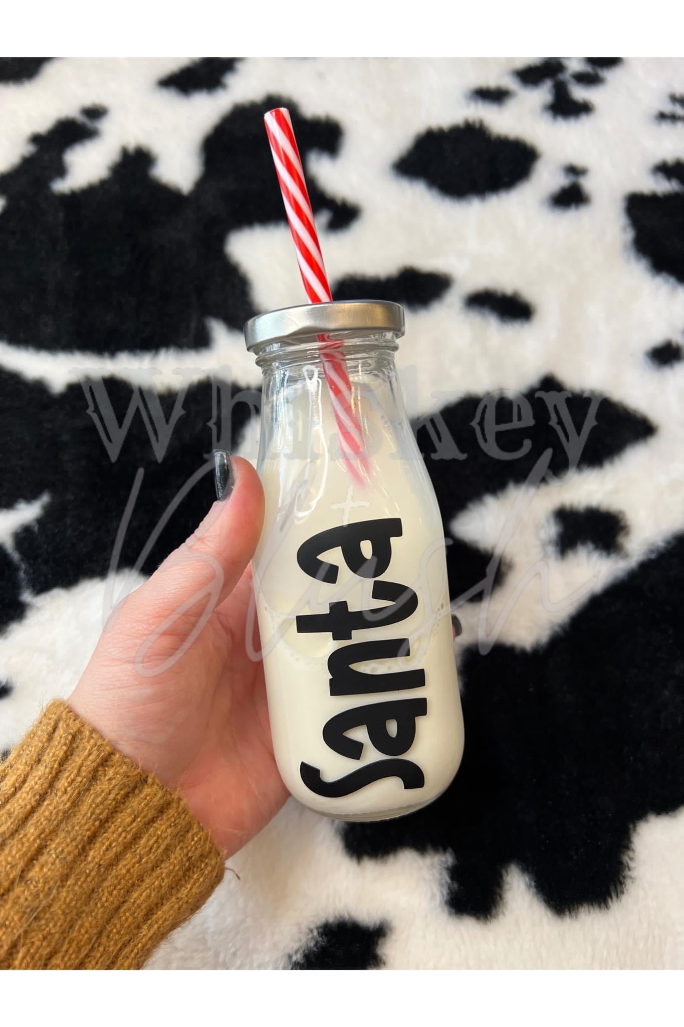 Santa milk glass