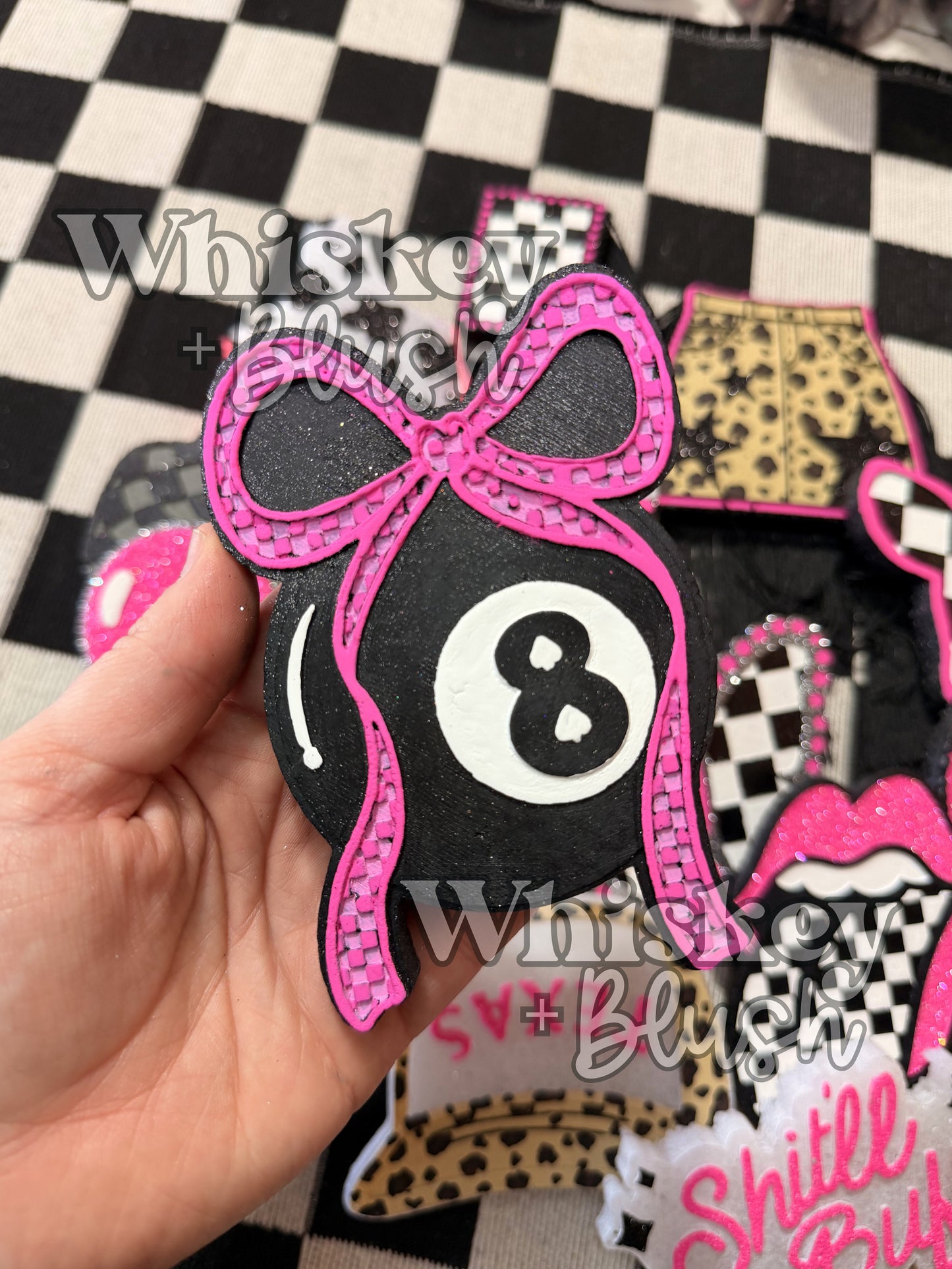 Checkered bow 8 ball