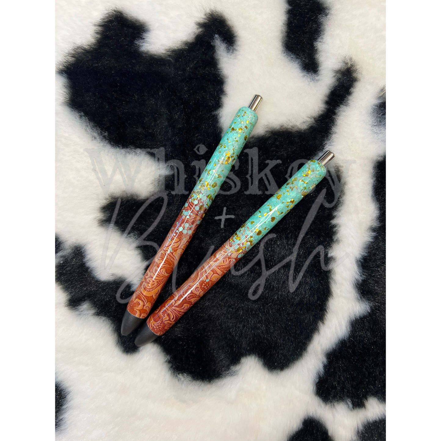 Tooled leather glitter pen