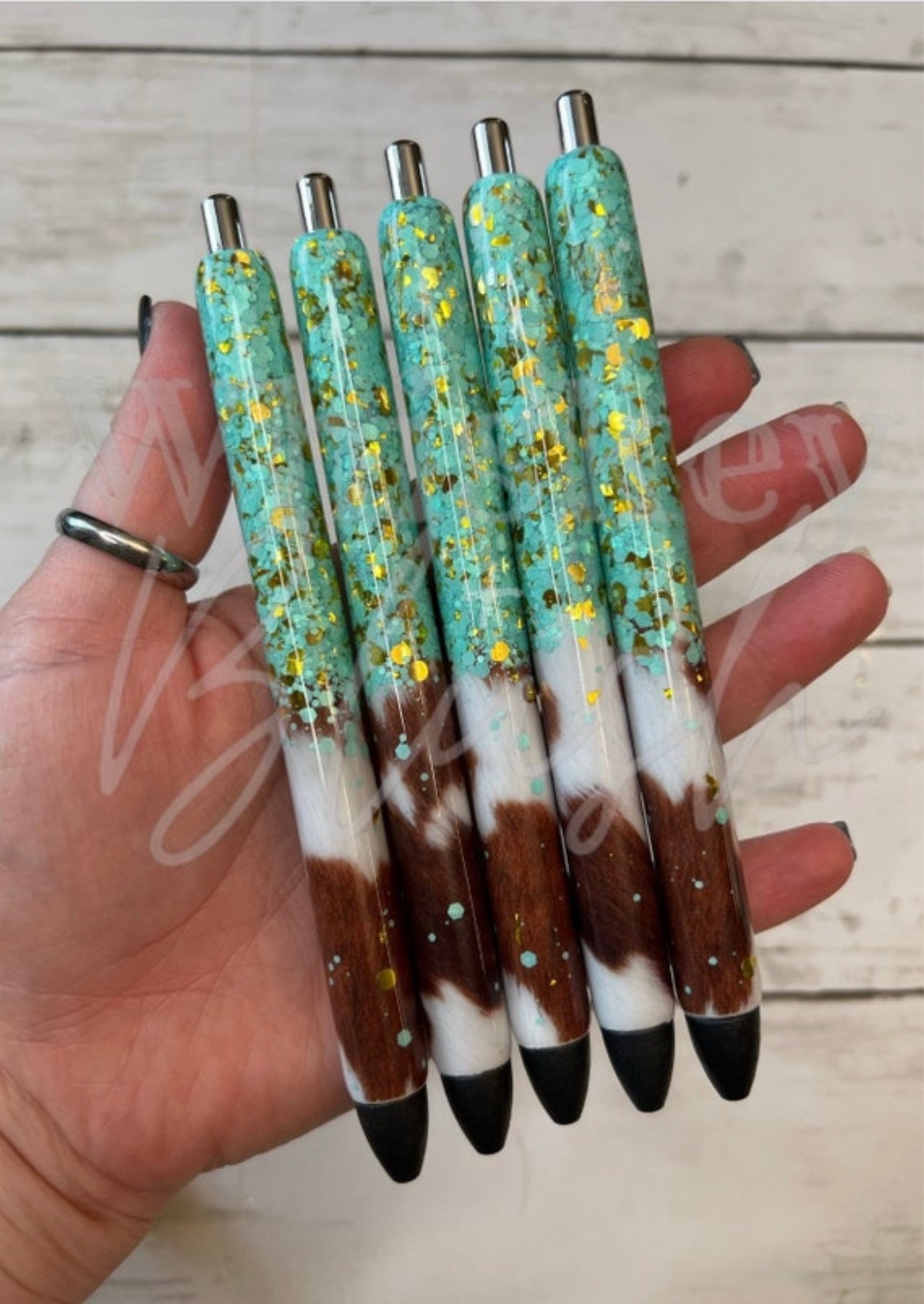 Cowhide glitter pen