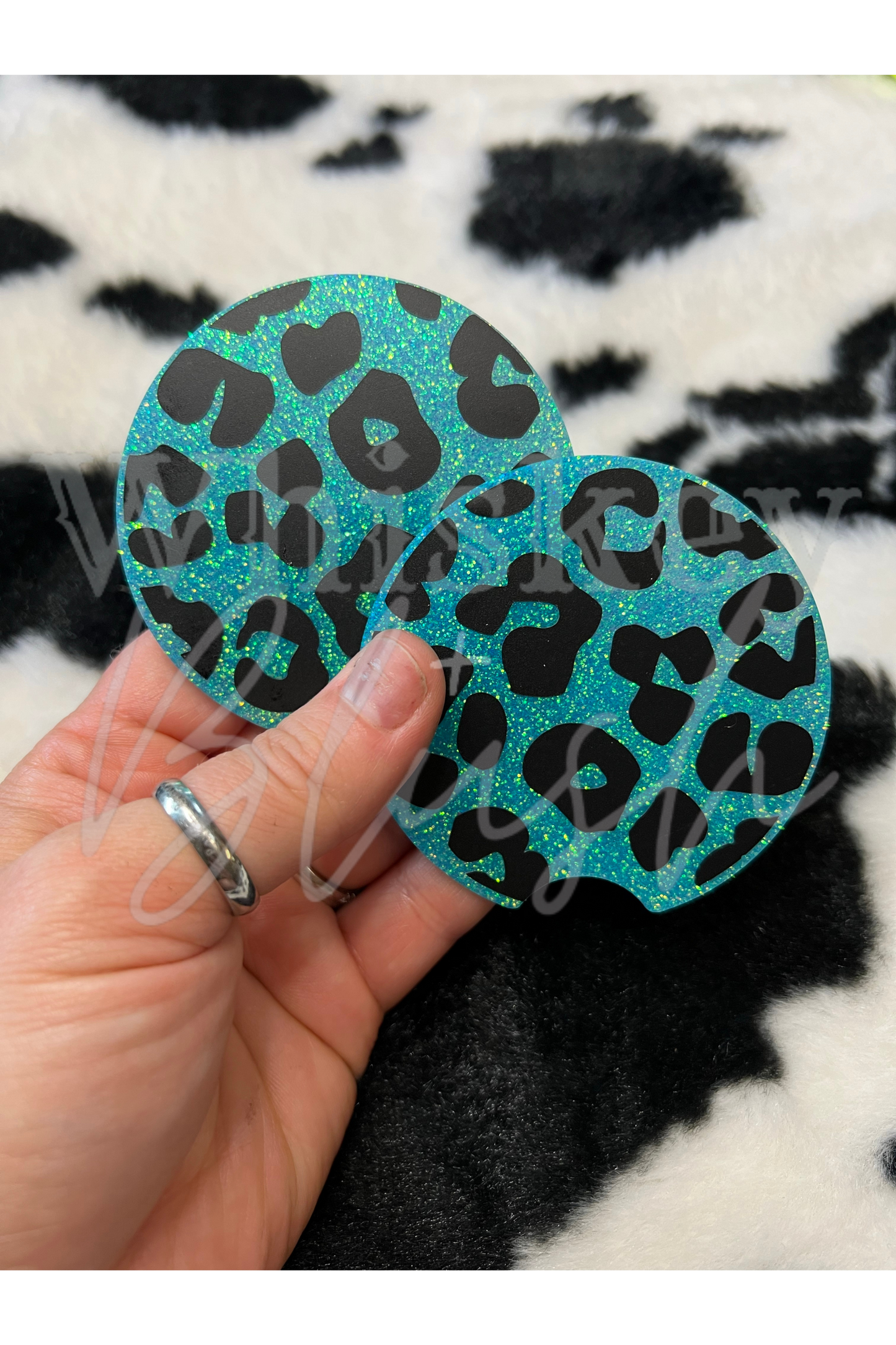 Leopard print car coasters
