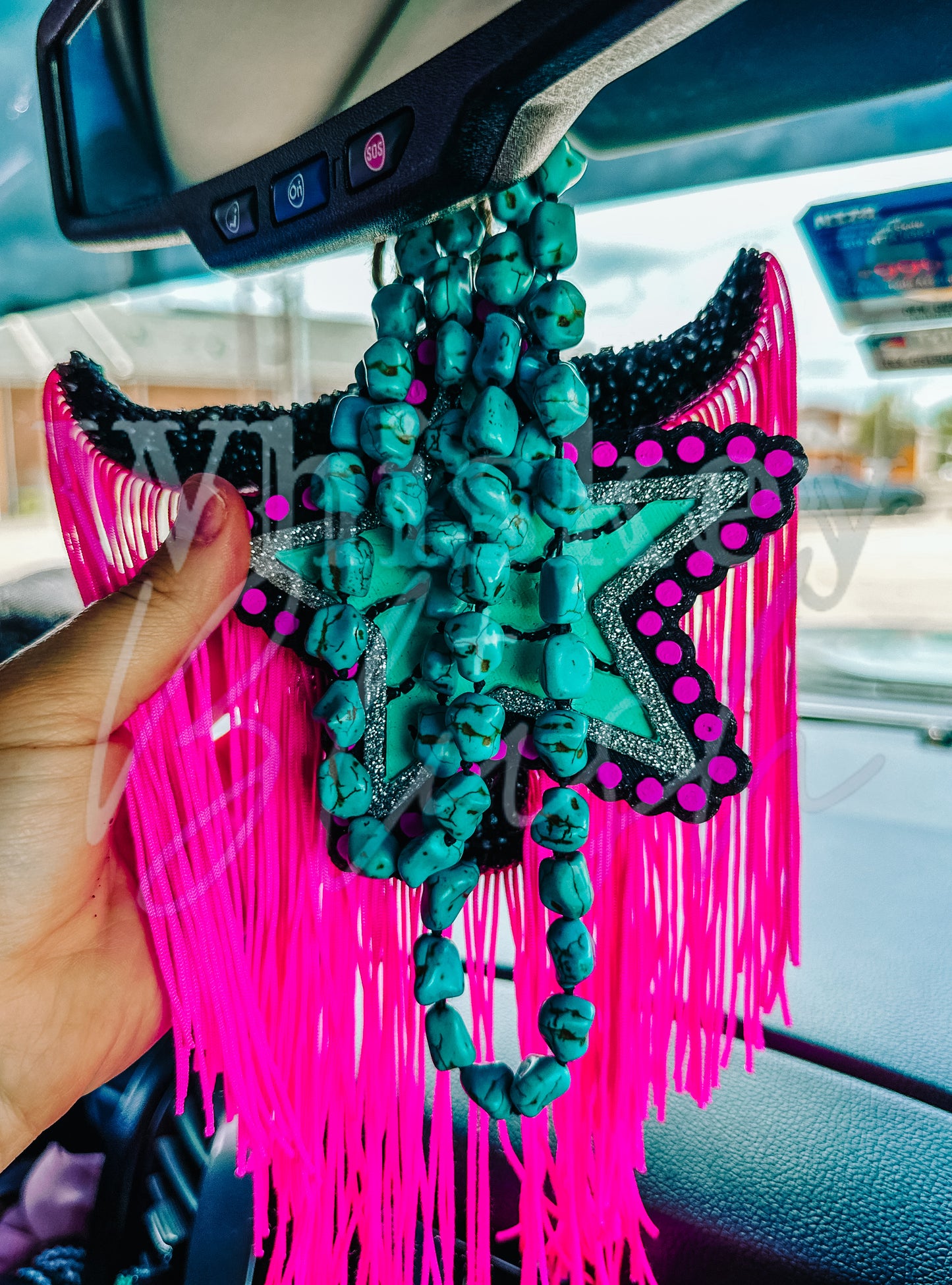 Turquoise stone car charm