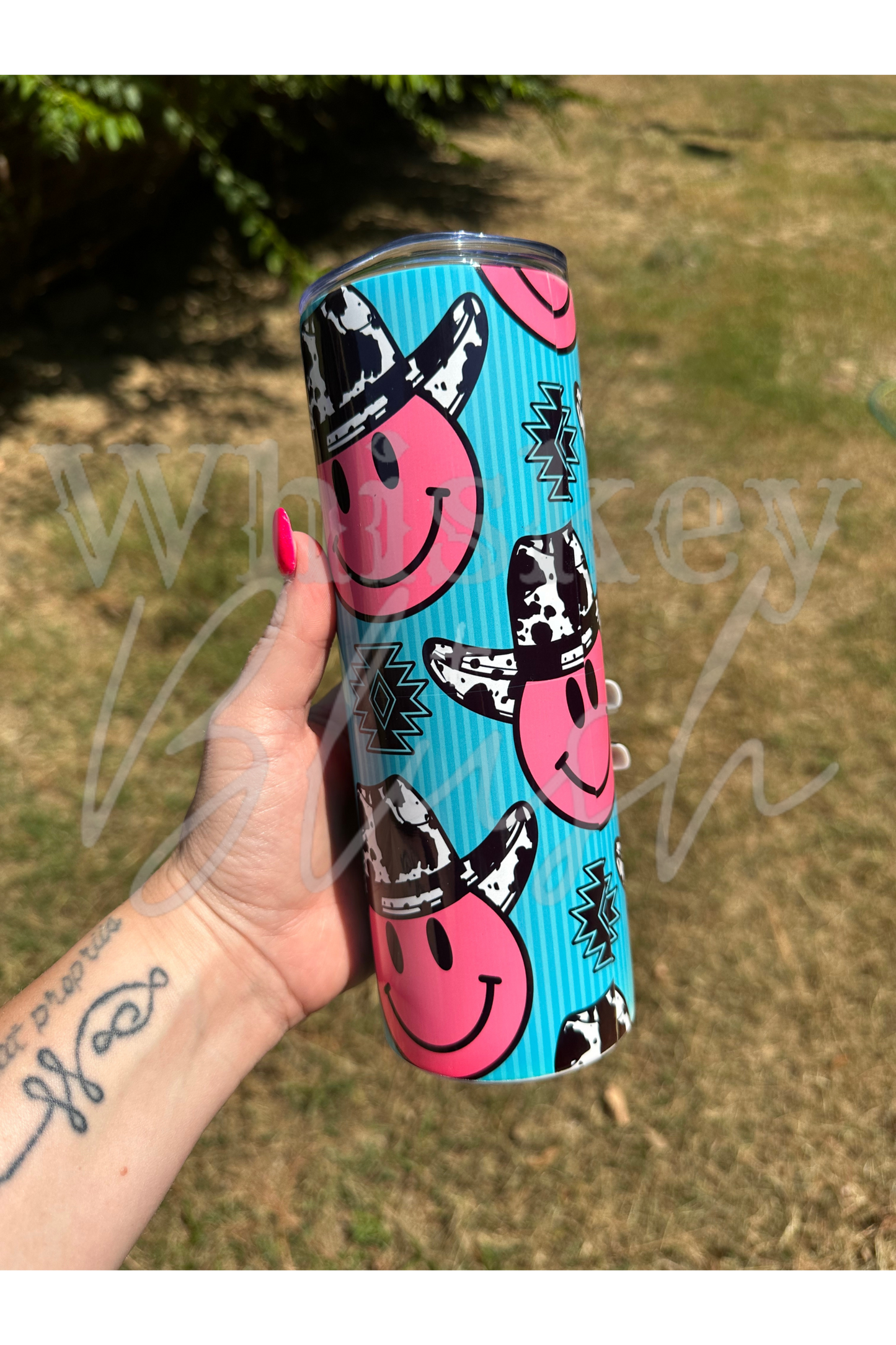Smiley cowgirl tumbler