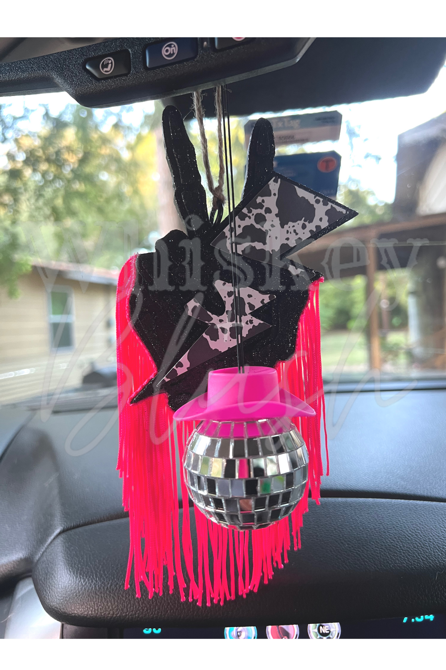 Disco cowgirl car charm