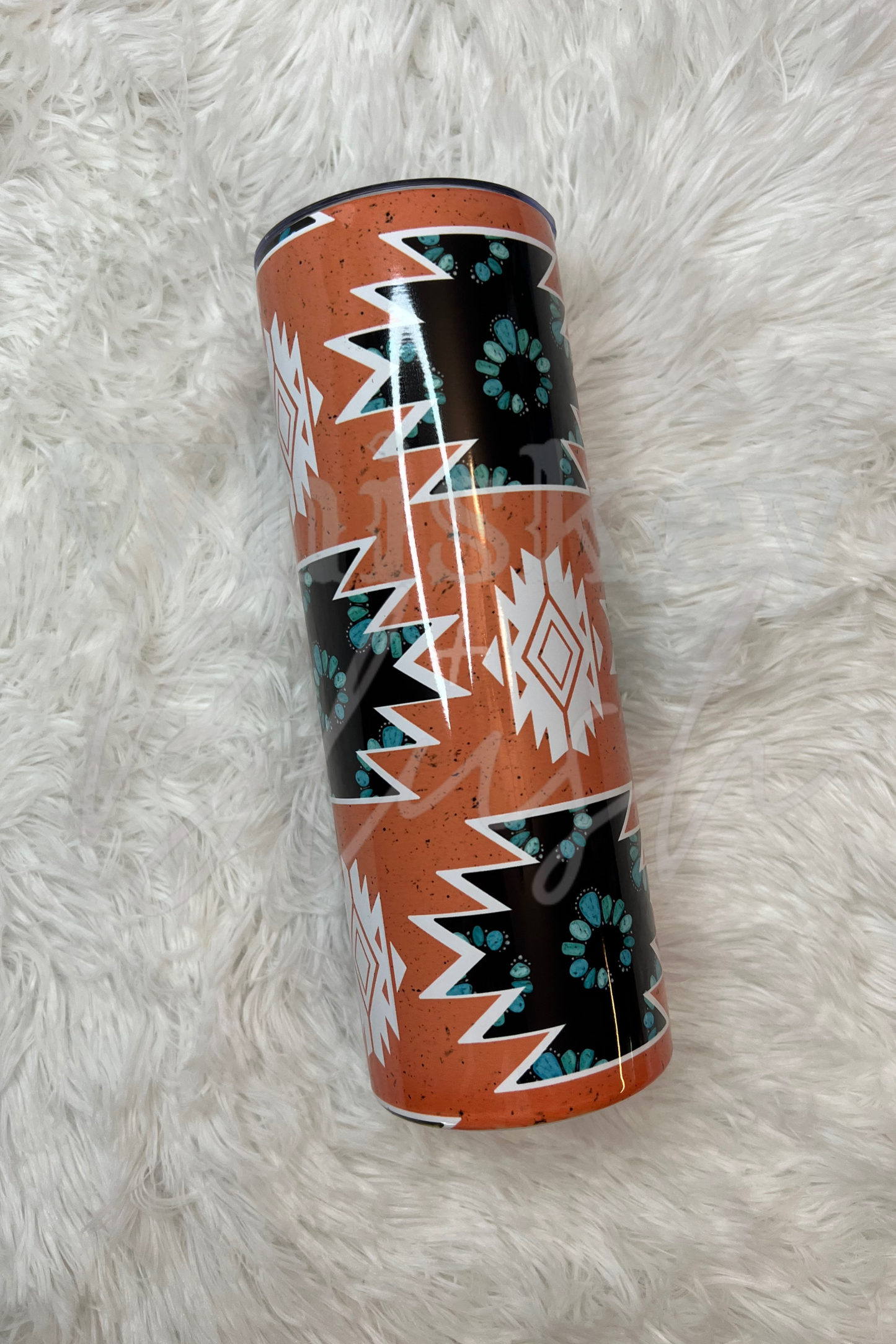 Burnt orange aztec tumbler