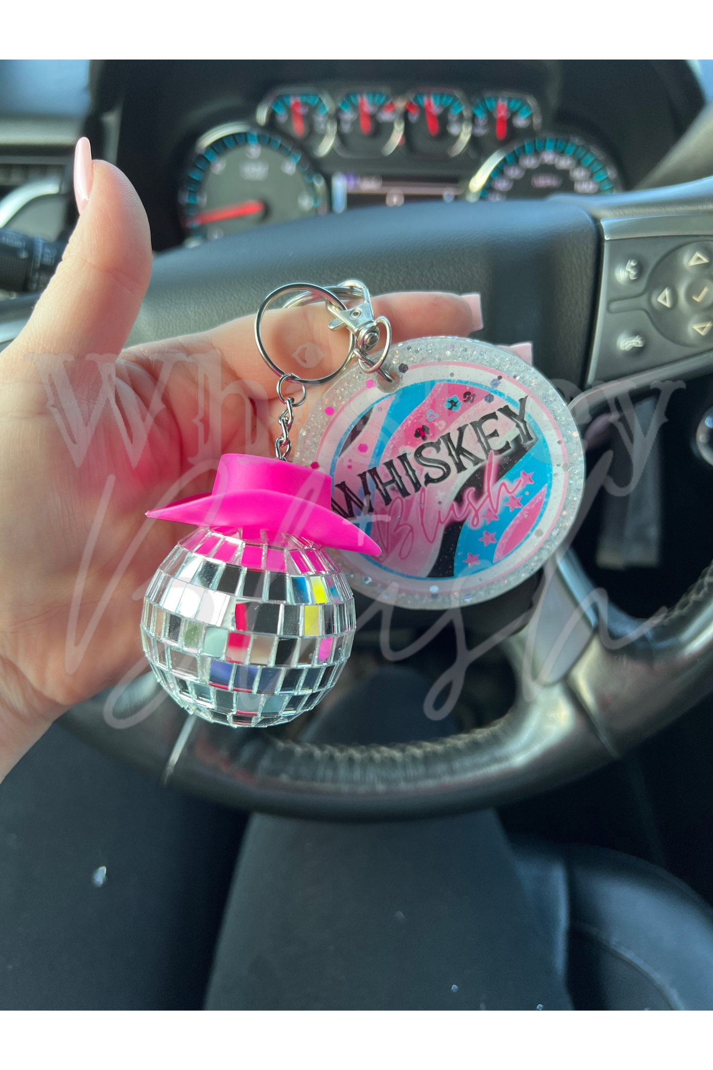 Disco cowgirl keychain